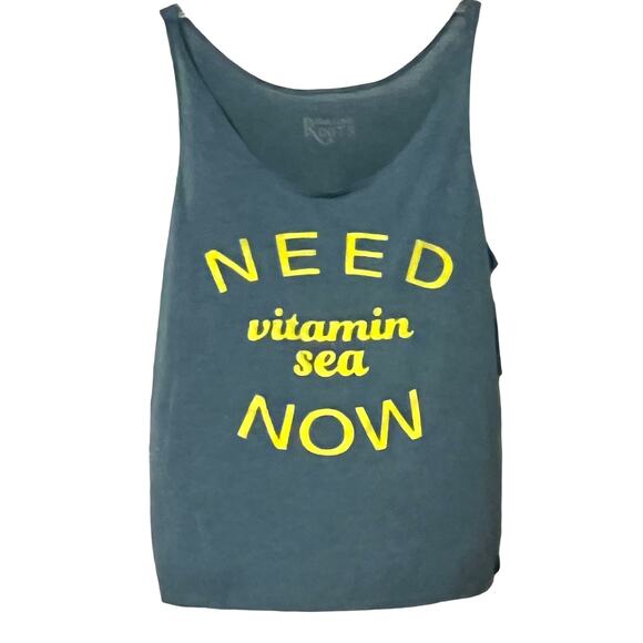 SUN LOVIN’ ROOTS ROUND NECK TANK TOP, MENS, XL, BLUE WTH YELLOW GRAPHICS-CASUAL - Picture 1 of 7